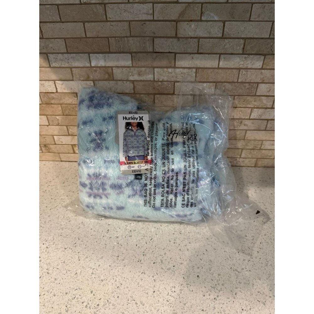 New $48.00 HURLEY girls Sherpa‎ Printed Quarter-zip Jacket - Size: xs 4/5